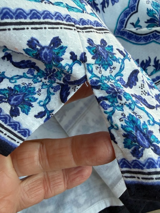 Talbots White Tank Top with Blue & Teal Tile Print - Picture 5 of 10